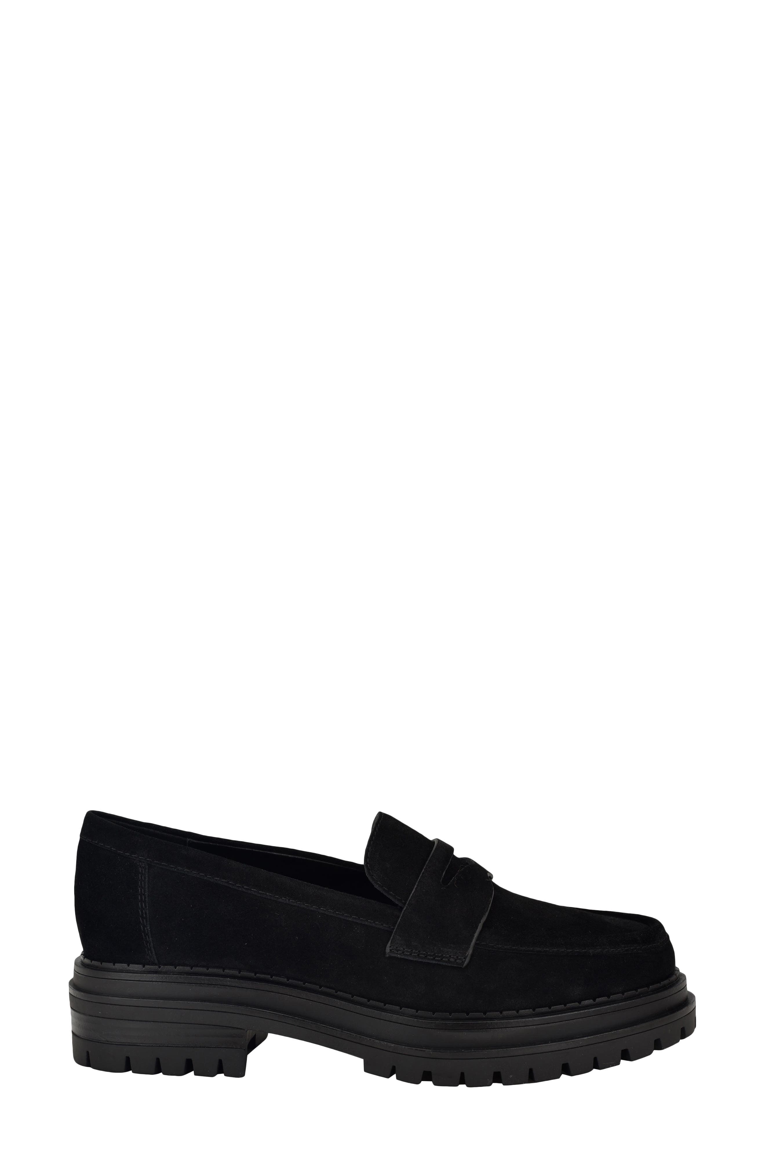Grant Lug Sole Penny Loafer, Alternate, color, BLACK