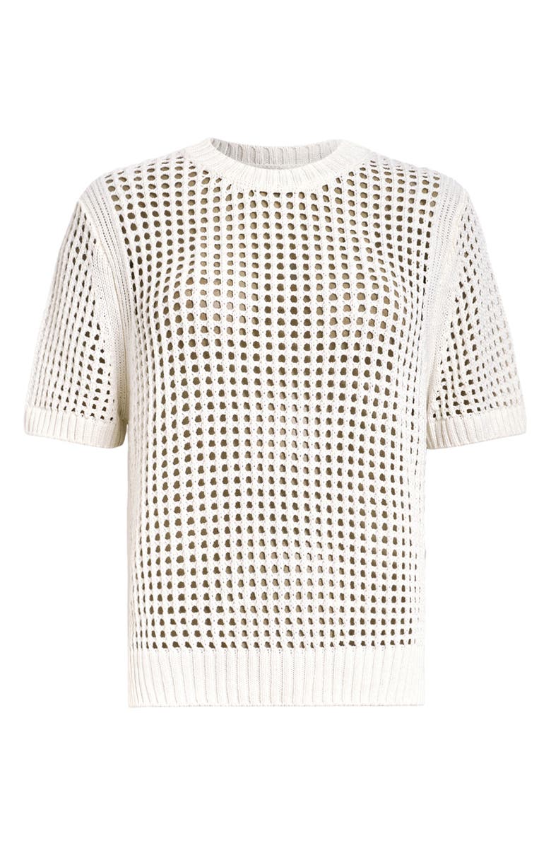 AllSaints Paloma Open Stitch Short Sleeve Sweater, Alternate, color, Chalk White