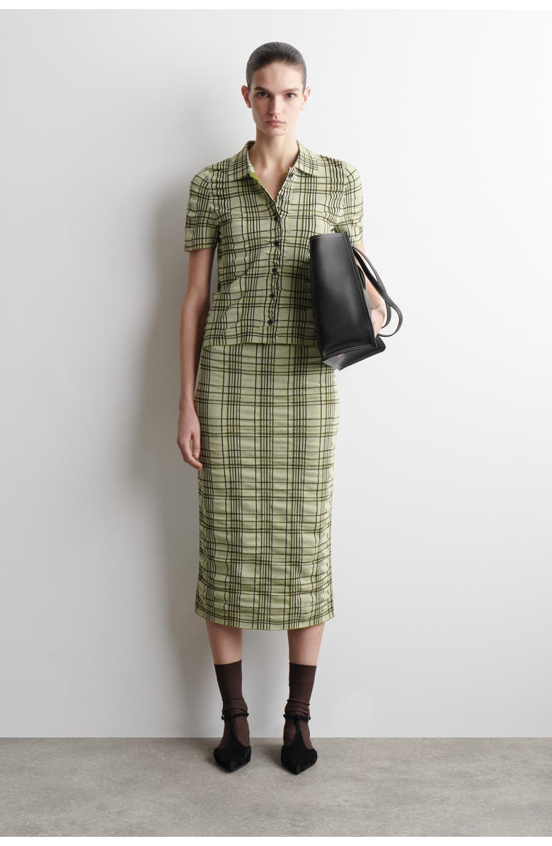 COS Checked Cotton-Jacquard Shirt, Alternate, color, Green / Checked