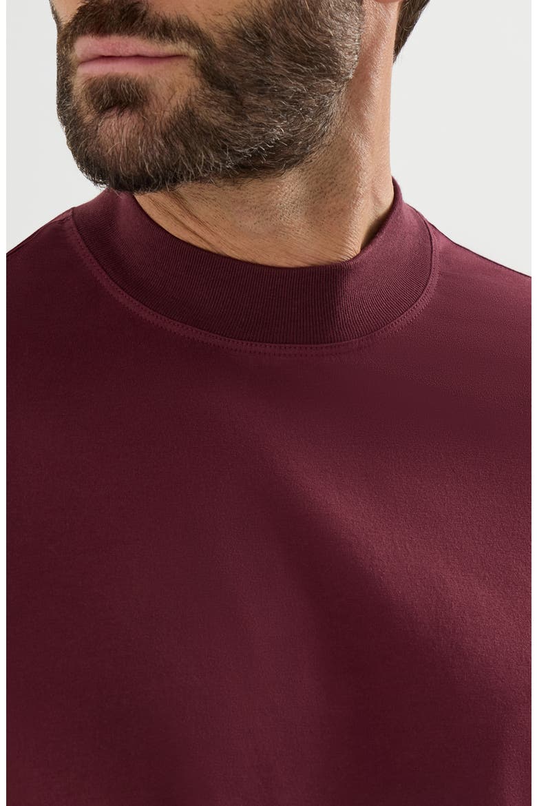 Cotton jersey long sleeve mock neck T-shirt, Alternate, color, Burgundy