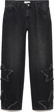 MANGO TEEN Star Embroidered Straight Leg Jeans