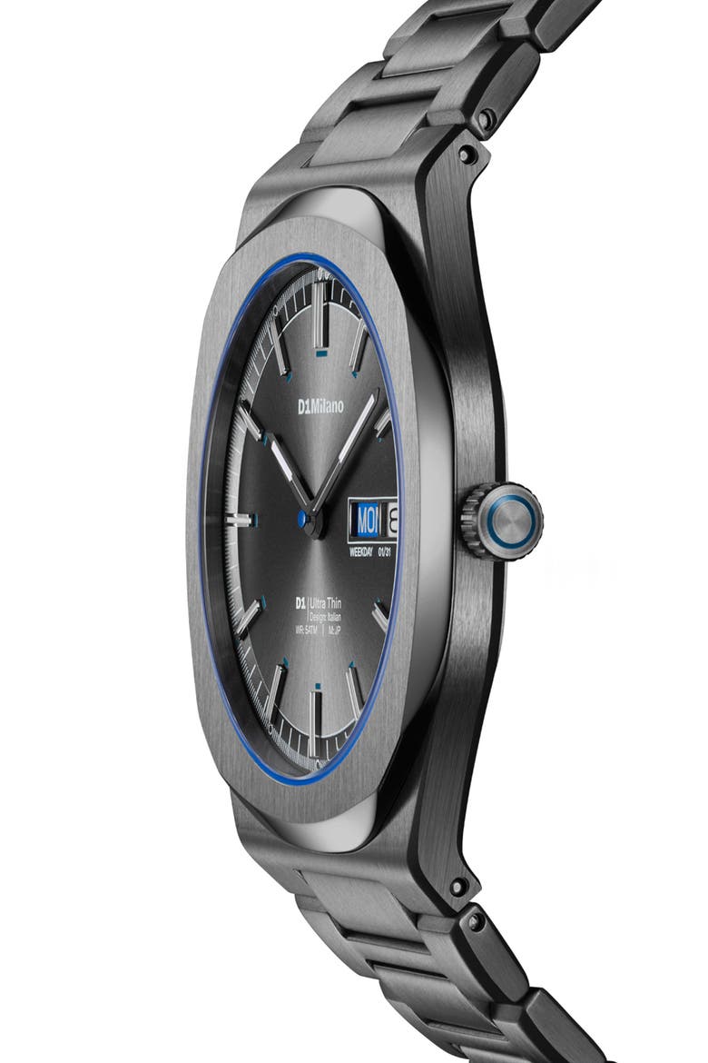 Dark Illusion Ultra Thin Bracelet Watch, 39mm, Alternate, color, GUN METAL