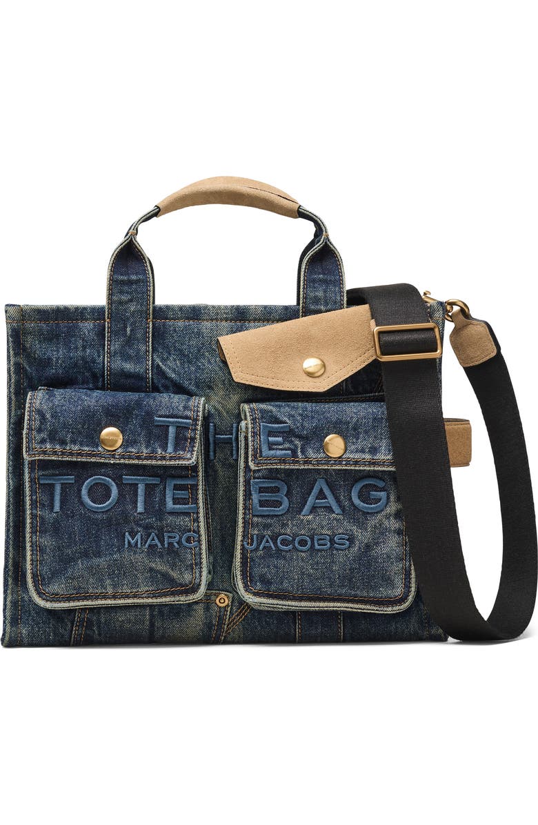 Marc Jacobs The Medium Denim Tote, Main, color, Dark Wash Indigo
