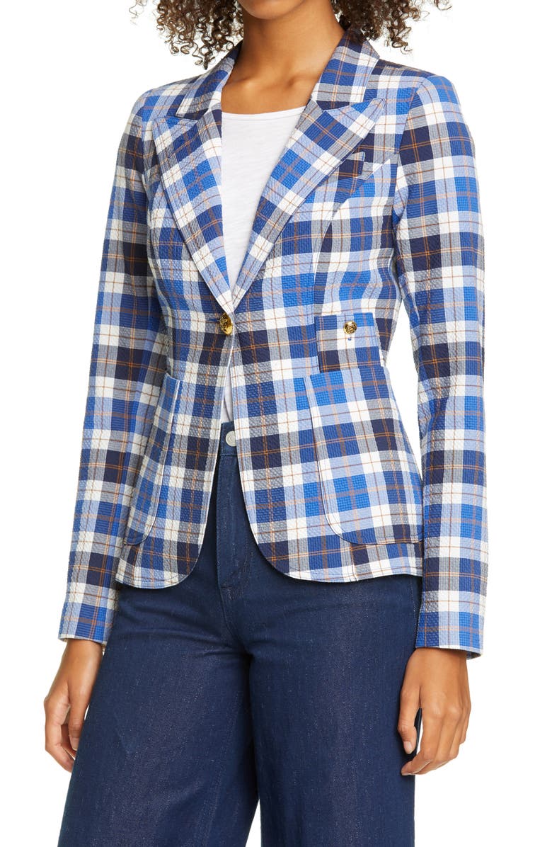Smythe Duchess Plaid Seersucker Blazer, Main, color,