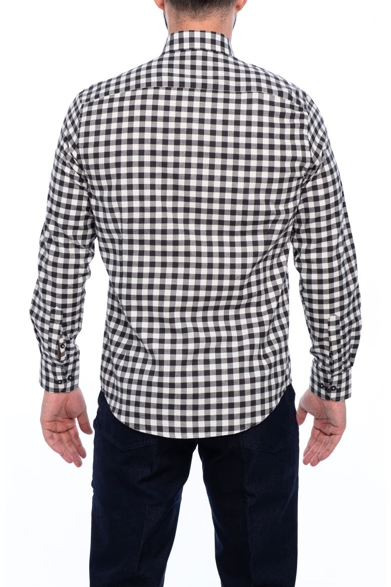 Gingham Cotton Slim Fit Button Down Shirt, Alternate, color, NAVY BLUE