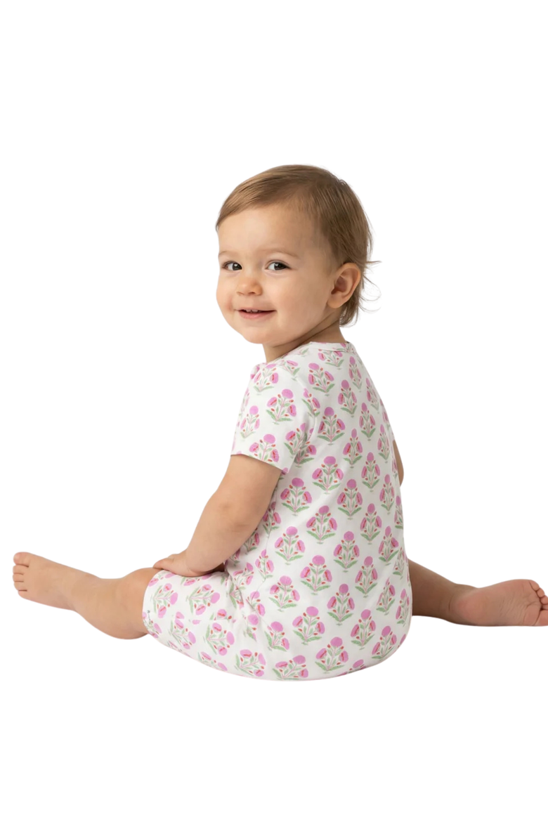 Short Sleeve and Shorts Sleeper, Alternate, color, Pink Posy