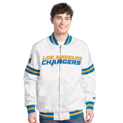 Men's Starter  White Los Angeles Chargers Scout Full-Snap Varsity Jacket