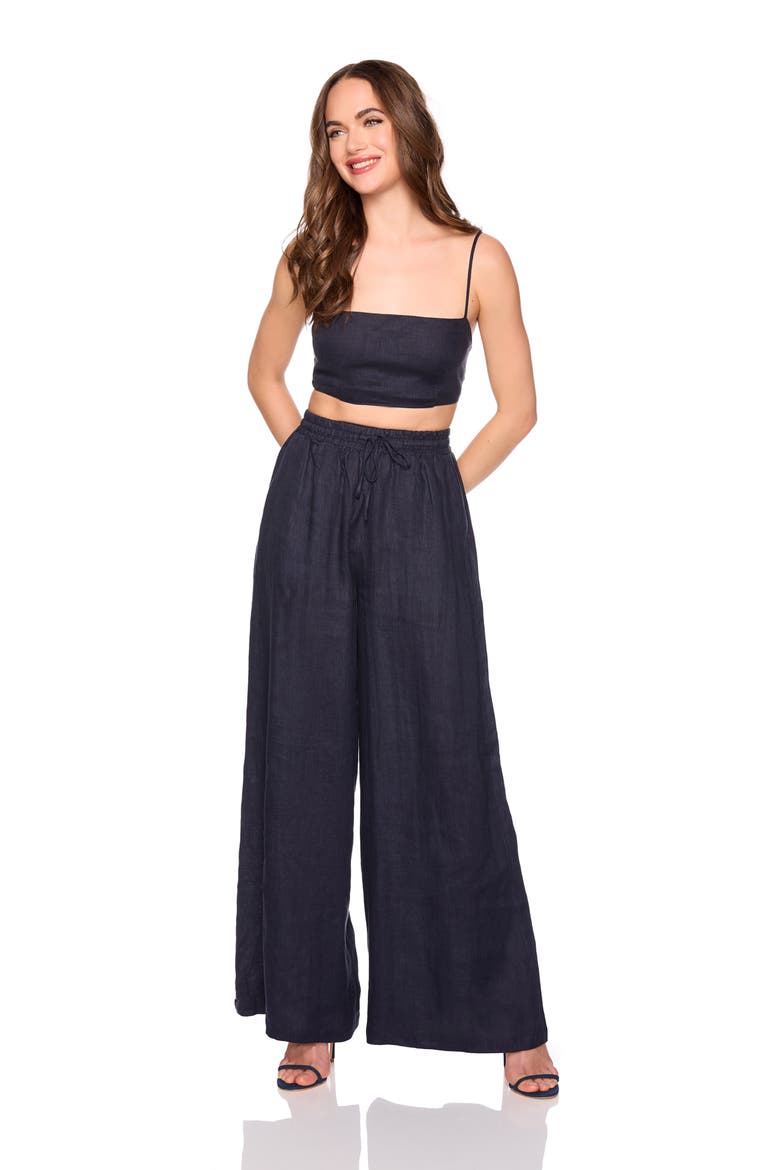 Tie Back Linen Crop Camisole, Alternate, color, MIDNIGHT