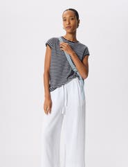 Whistles Stripe Cap Sleeve T-Shirt