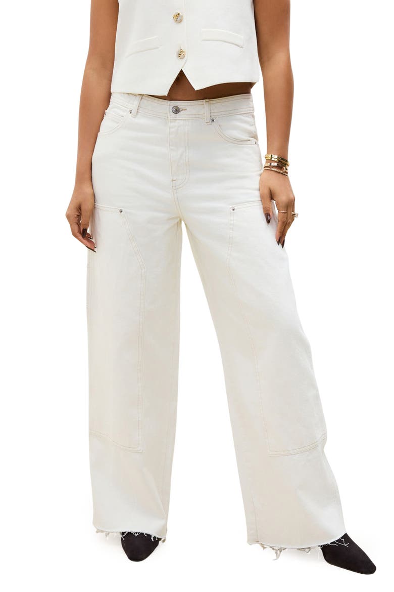Raw Hem Wide Leg Carpenter Jeans, Main, color, NEUTRAL