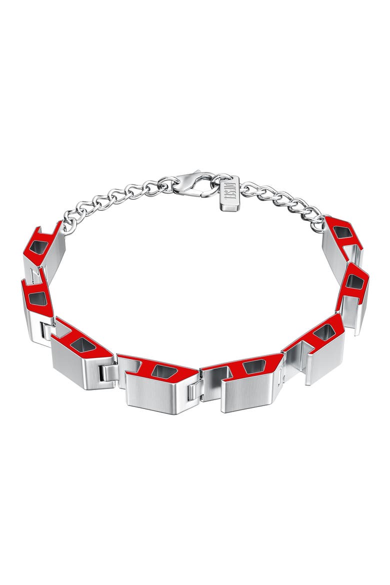 Logo Link Bracelet, Main, color, SILVER