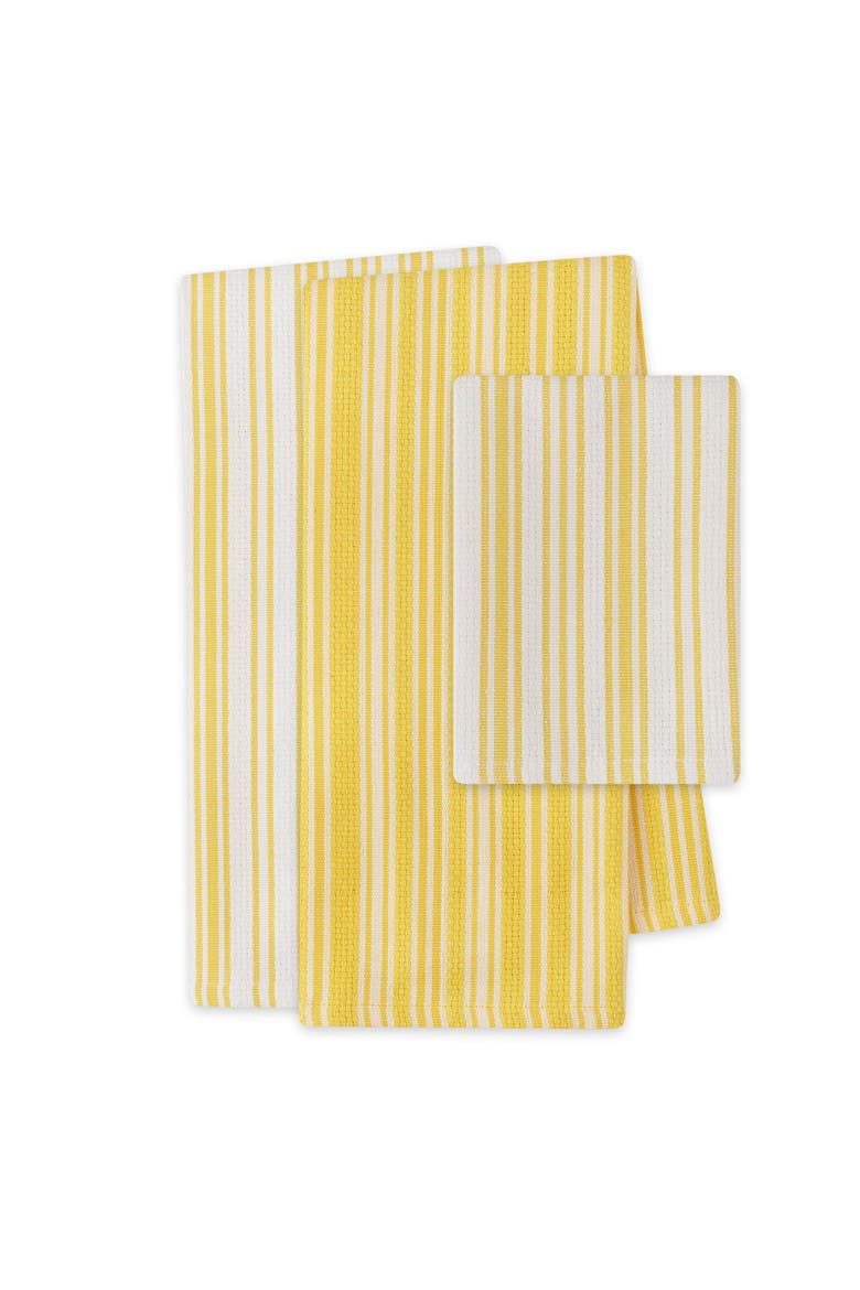 Yarrow Yellow Stripe Heavyweight Kitchen Set of 3, Alternate, color, Yarrow Yellow