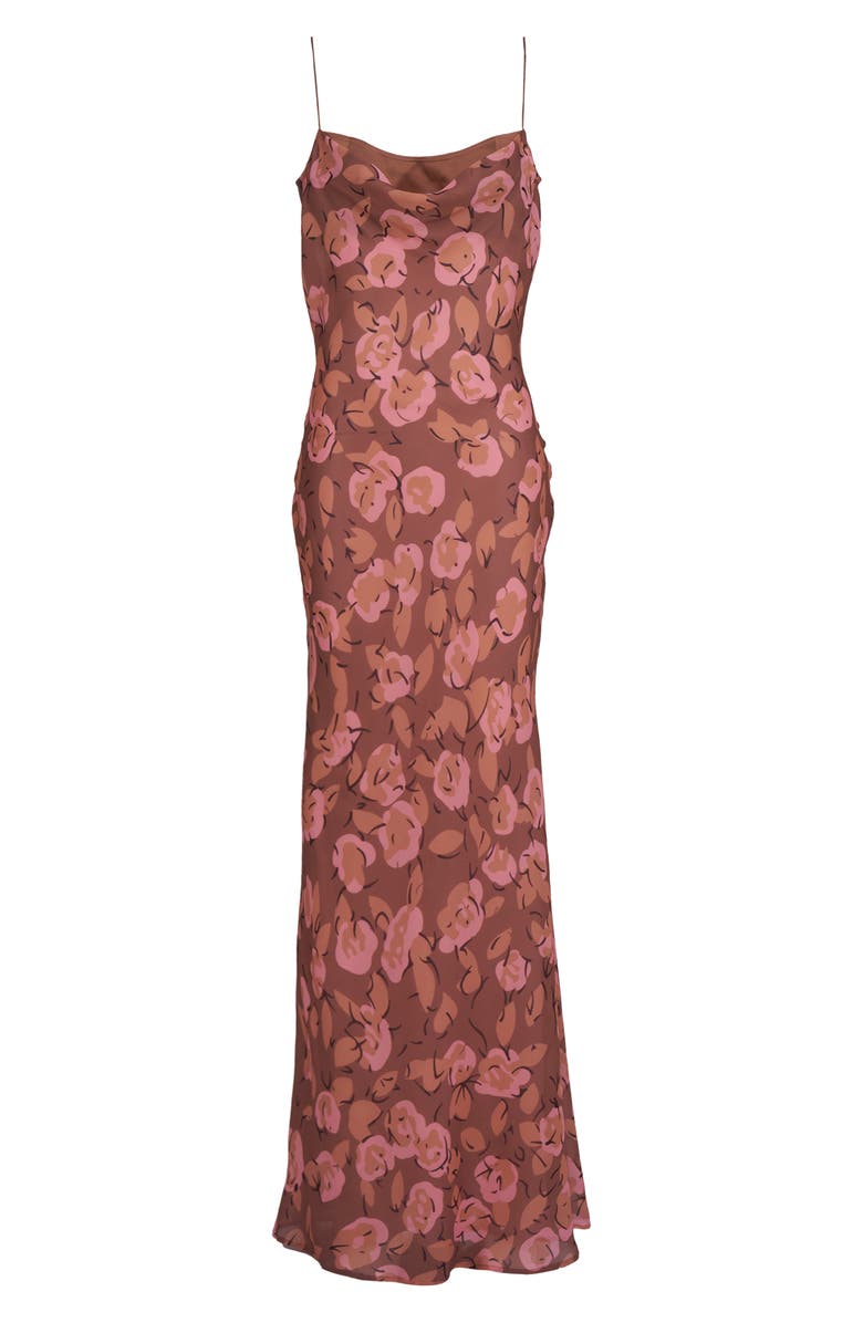 SAU LEE Gabi Floral Print Dress, Alternate, color, Mocha Multi