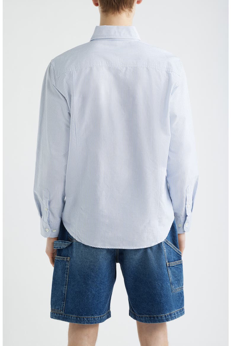 Stripe Cotton Button-Down Oxford Shirt, Alternate, color, BLUE