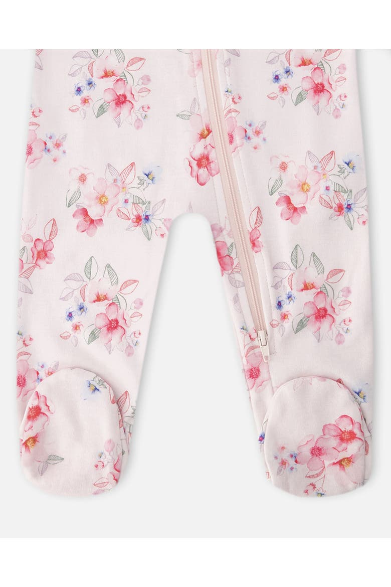 Organic Cotton Flower Print One-Piece Pyjama, Alternate, color, Pink Printed Flowers