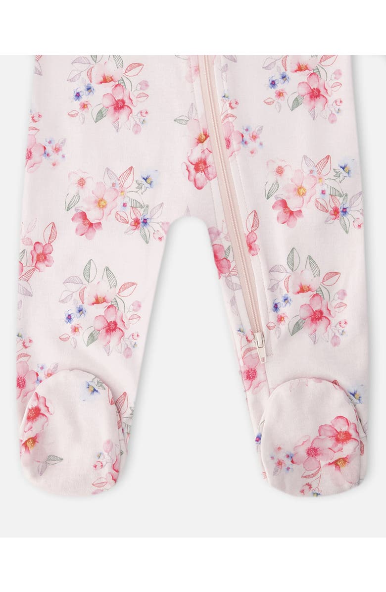 Deux par Deux Organic Cotton Flower Print One-Piece Pyjama, Alternate, color, Pink Printed Flowers