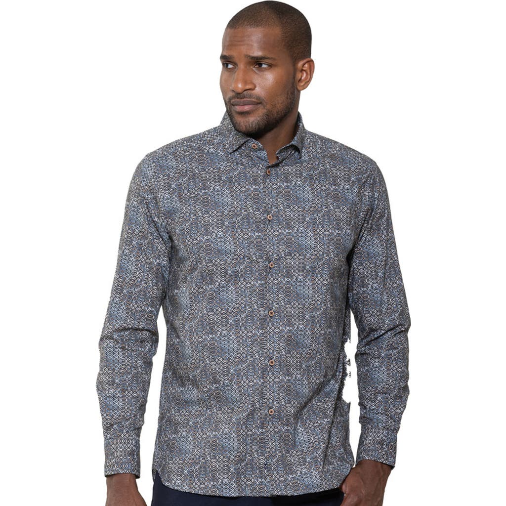 Luchiano Visconti Digital Abstract Diamond Shirt In Gray