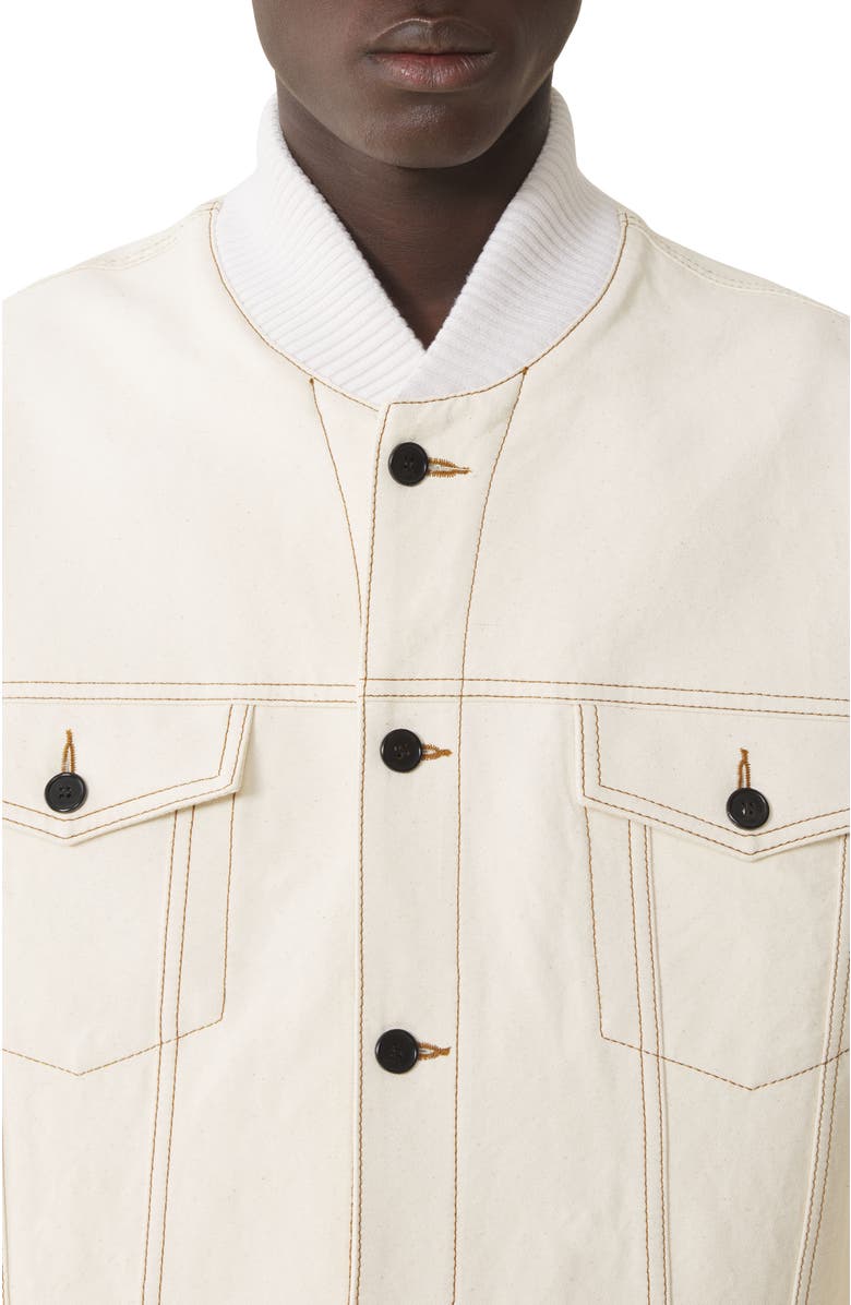 Lanvin Teddy Jacket In Denim, Alternate, color, White, Beige