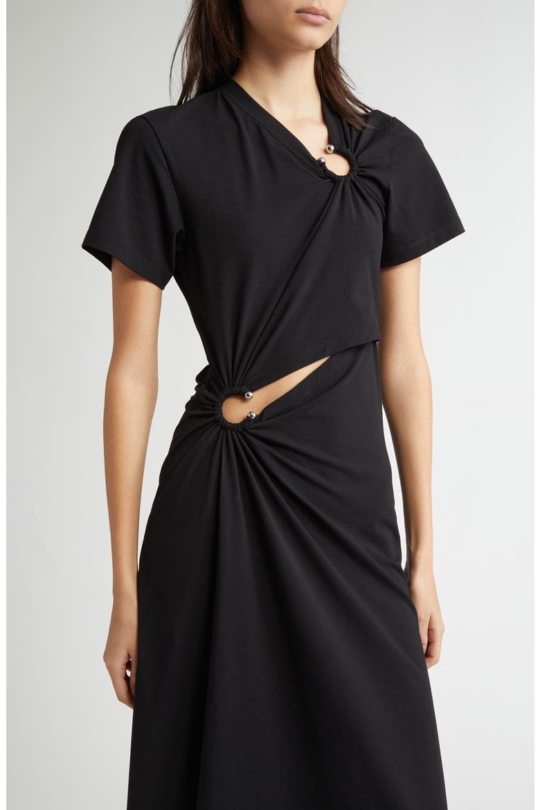 Ring Pierced Jersey Dress, Alternate, color, BLACK