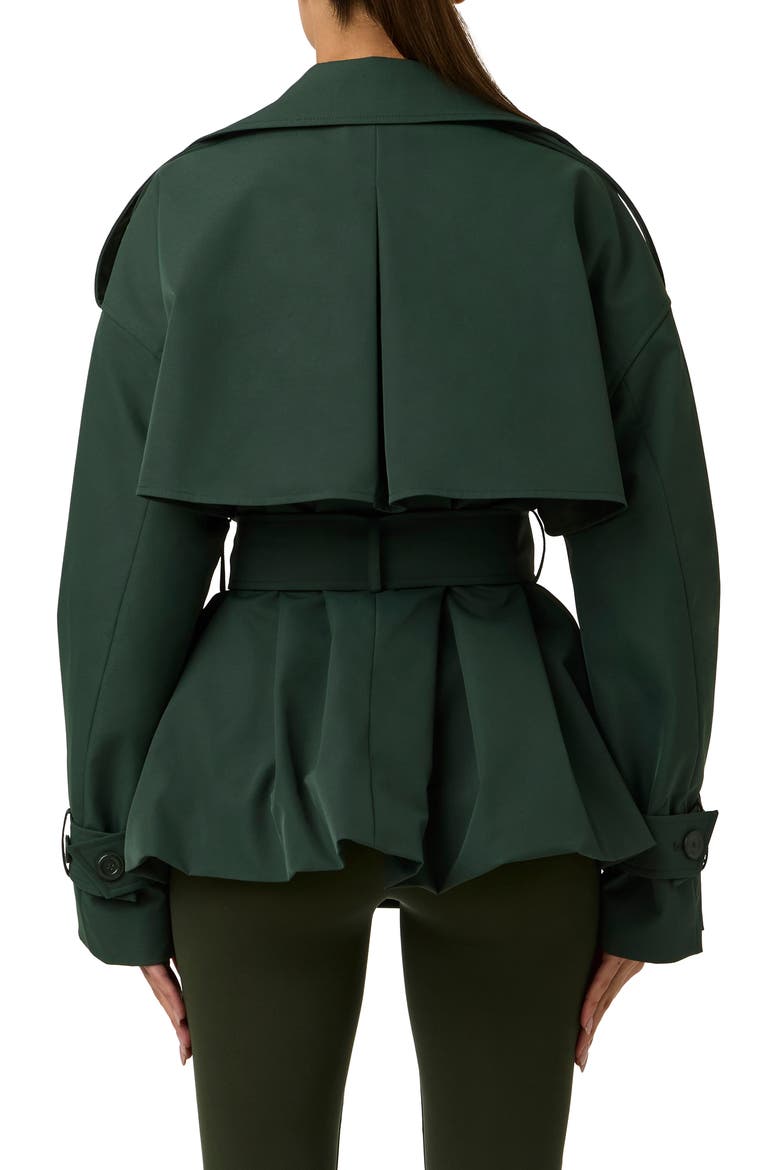 Nylon Bubble Trench Coat, Alternate, color, NOIR GREEN