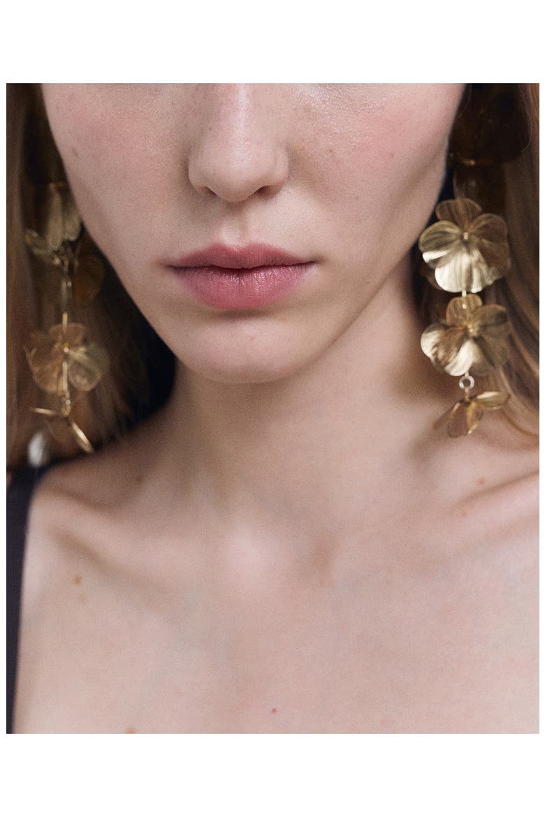 Hanging Floral Earrings, Alternate, color, GOLD