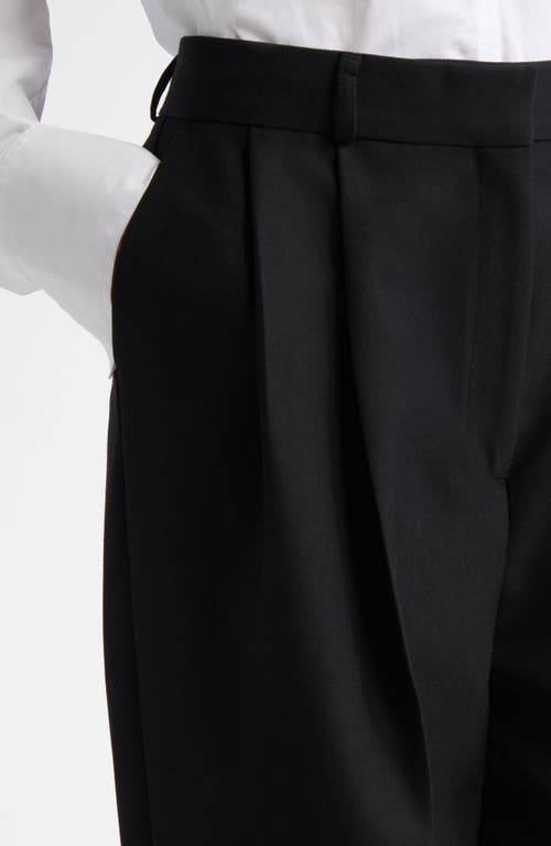 Totême Toteme Tailored Double Pleat Wool Flannel Trousers In Black