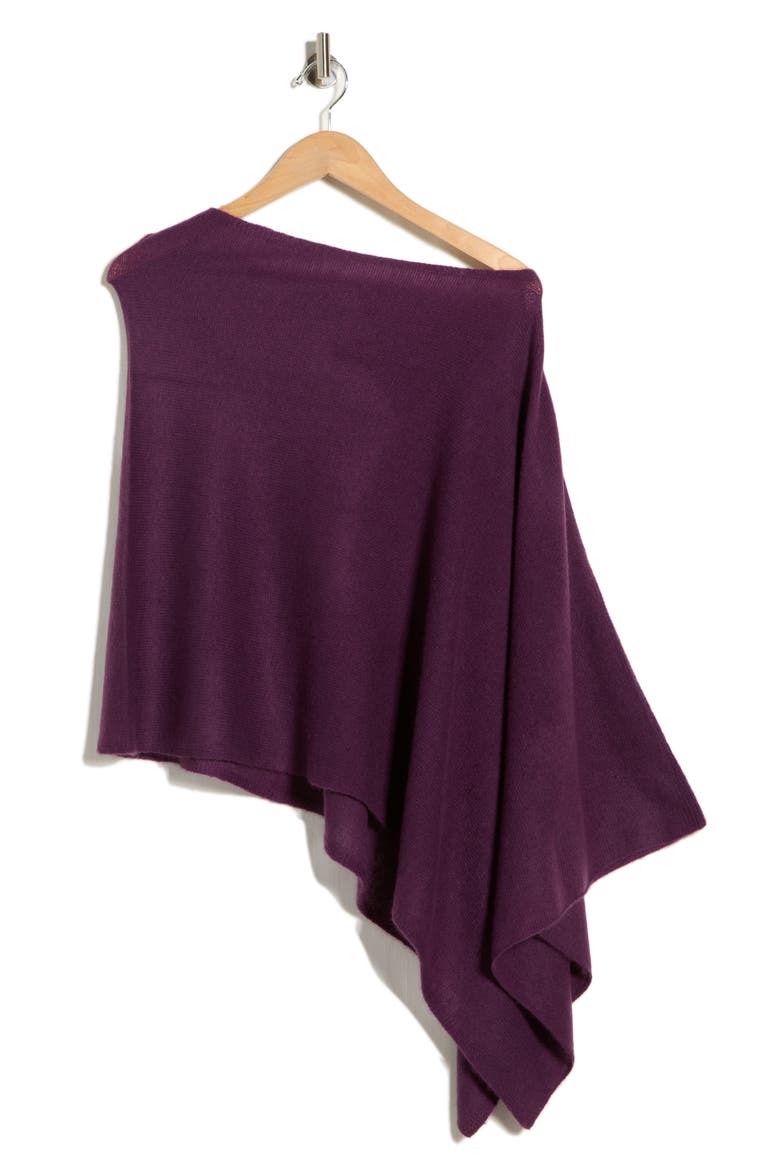 Cowl Neck Knit Poncho, Alternate, color, EGGPLANT