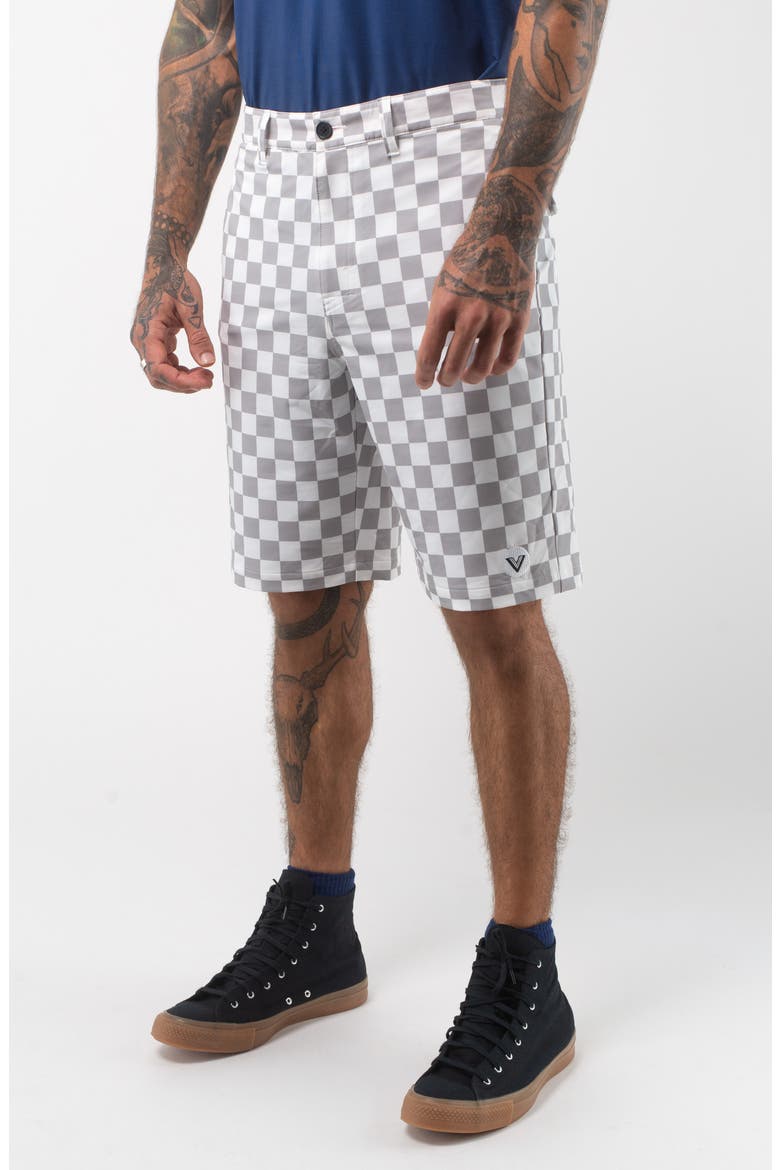 Check Hybrid Board Shorts, Alternate, color, HEATHER GREY