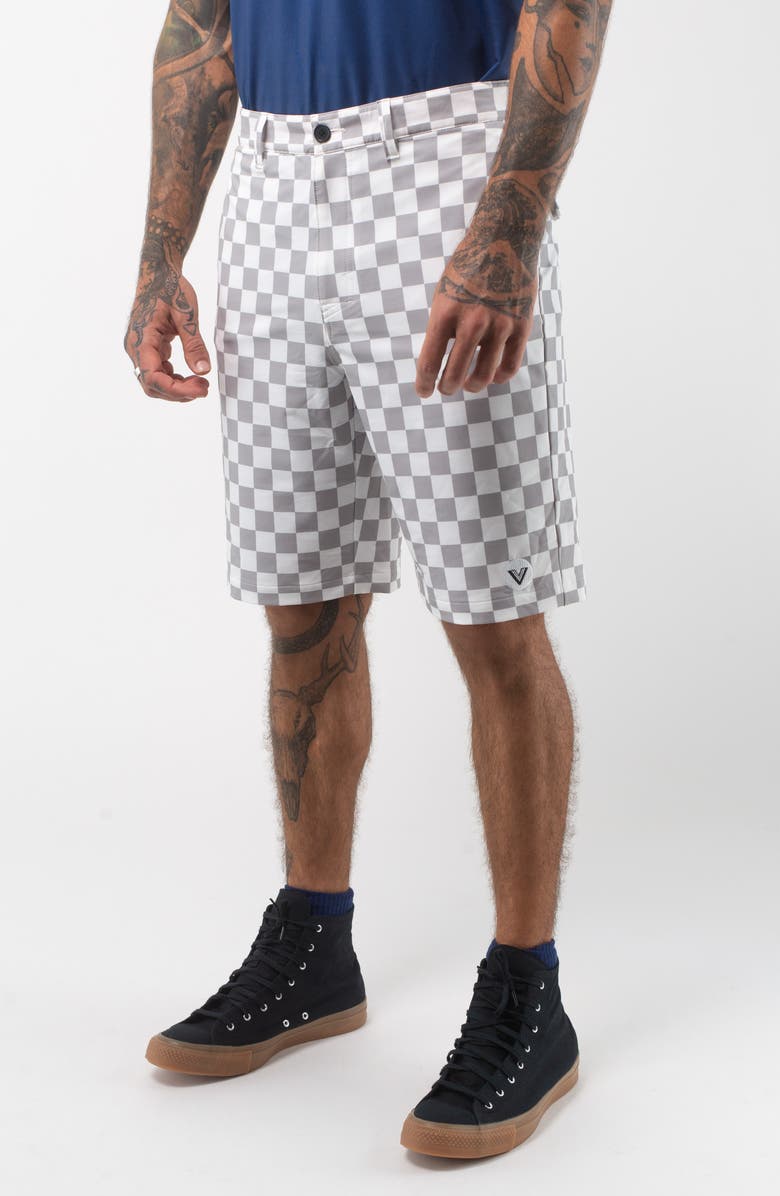 VAST Check Hybrid Board Shorts, Alternate, color, Heather Grey