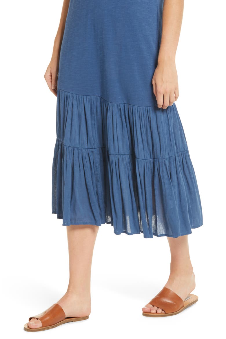 Mixed Media Drop Waist Maxi Dress, Alternate, color, BLUE ENSIGN
