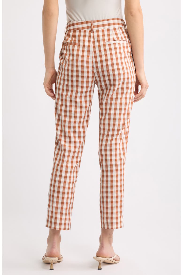 Gingham Check Slim Leg Pants, Alternate, color, CINNAMON IVORY
