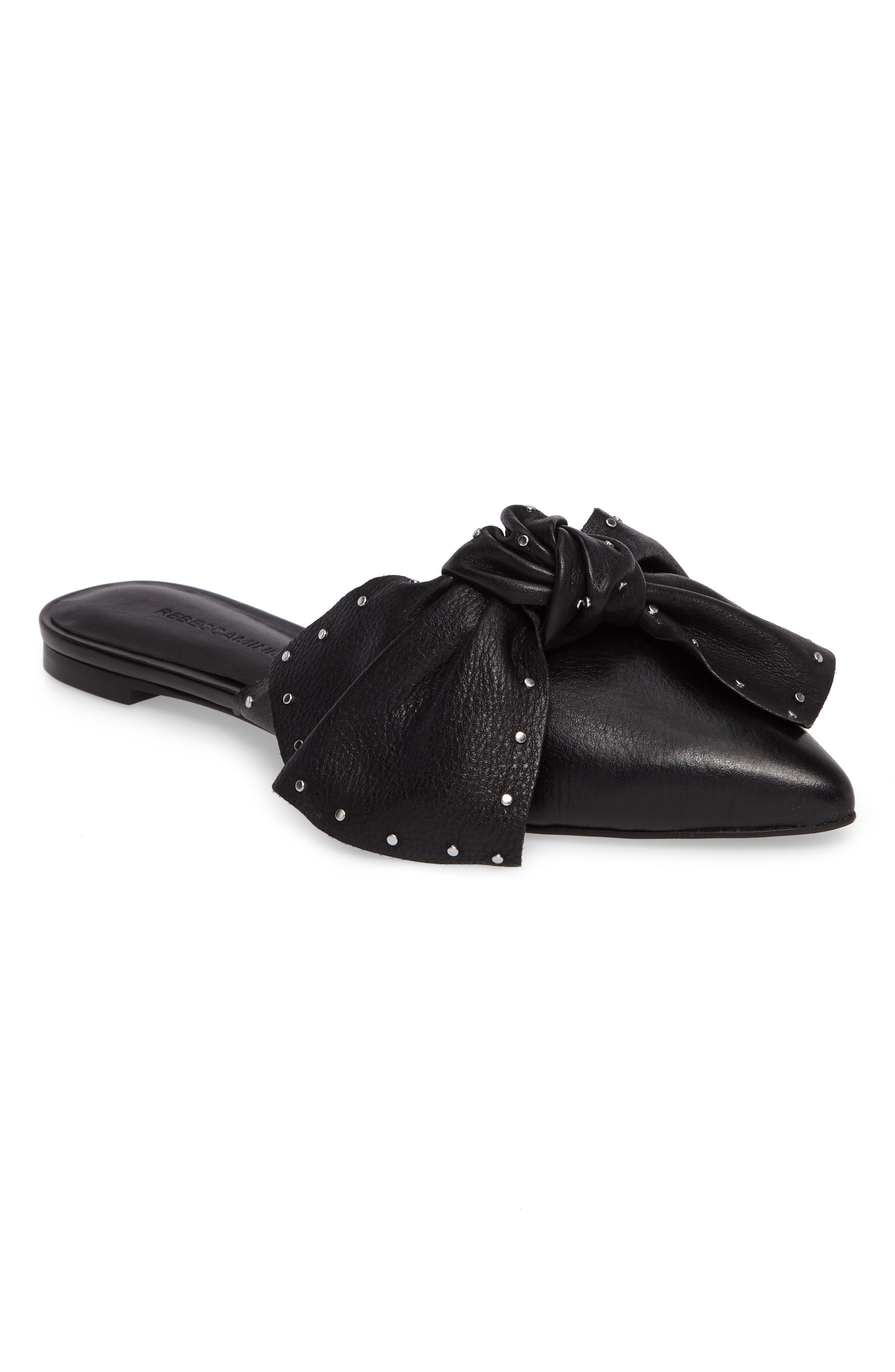 Alexis Stud Knotted Mule, Main, color, BLACK LEATHER