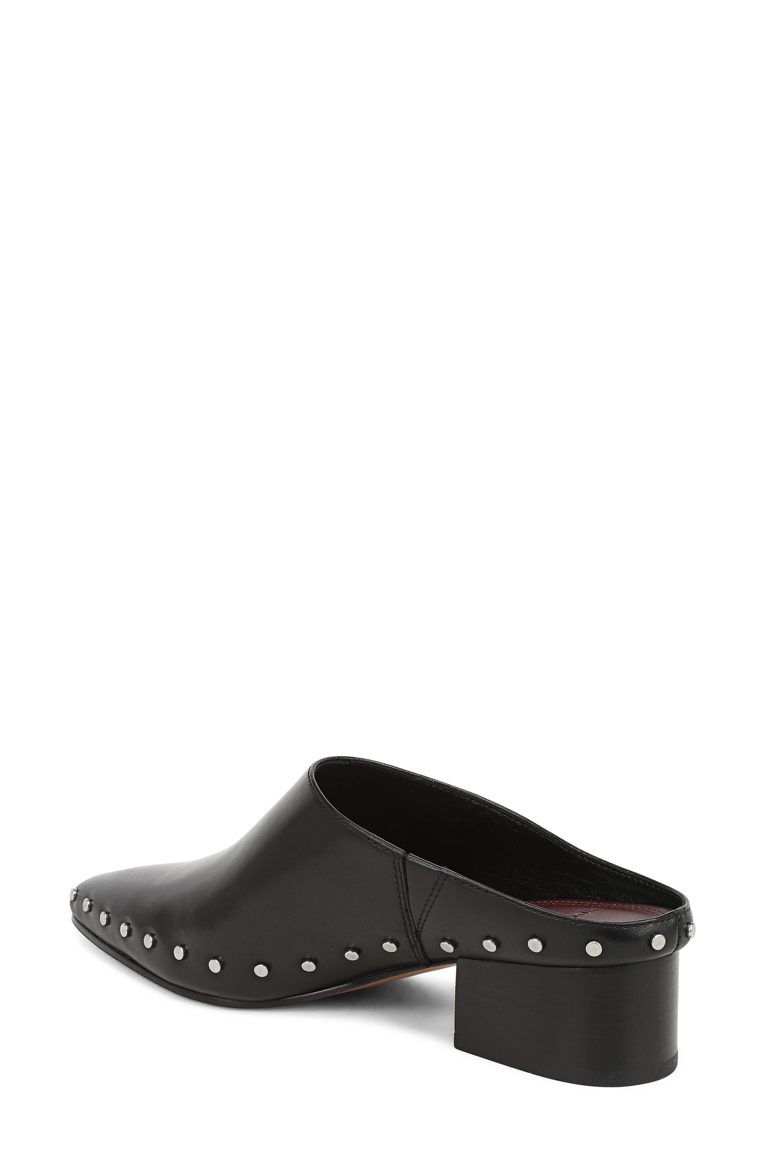 August Studded Leather Mule, Alternate, color, BLACK