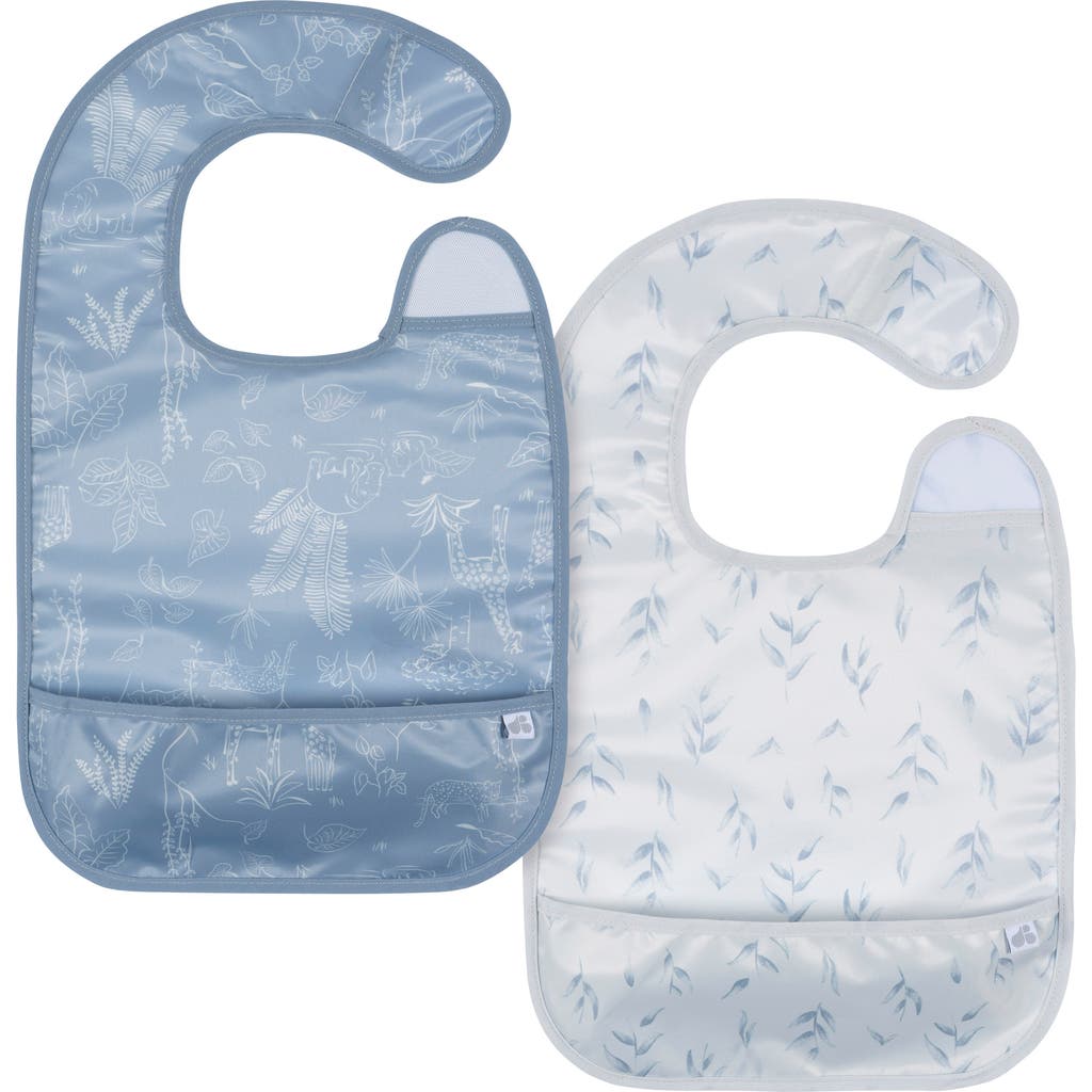 Just Born 2-Pack Wipeable Bibs in Blue Leaf  product
