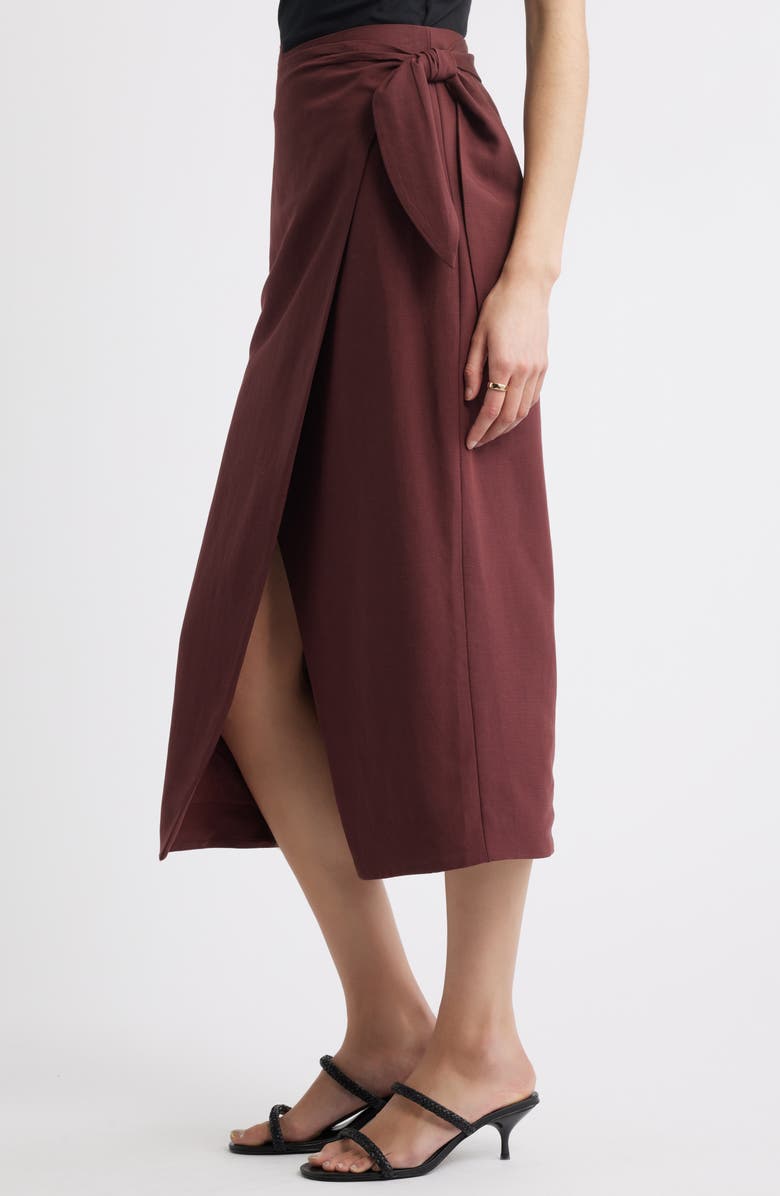 Nordstrom Midi Wrap Skirt, Alternate, color, Brown Raisin