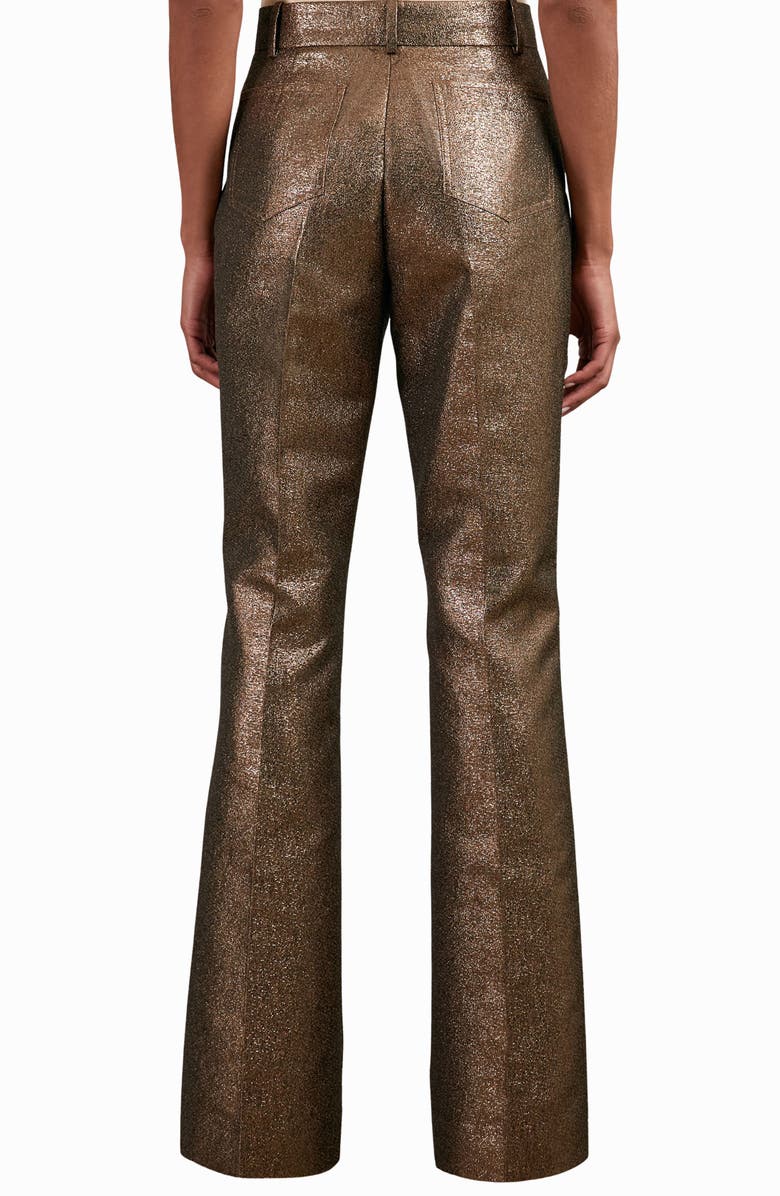 Reiss Sienna Metallic Patch Pocket Flare Leg Pants, Alternate, color, Gold