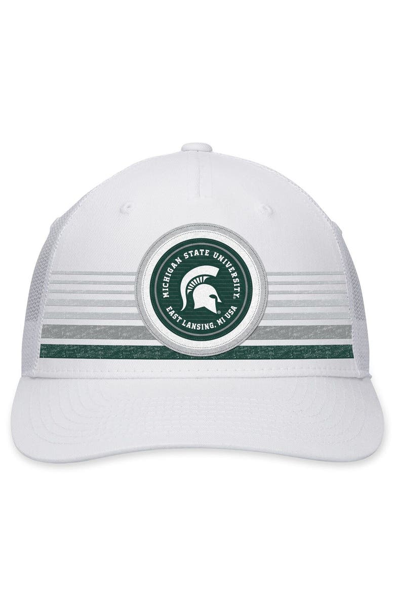 TOP OF THE WORLD Men's Top of the World White Michigan State Spartans Top Trace Trucker Snapback Hat, Alternate, color, White
