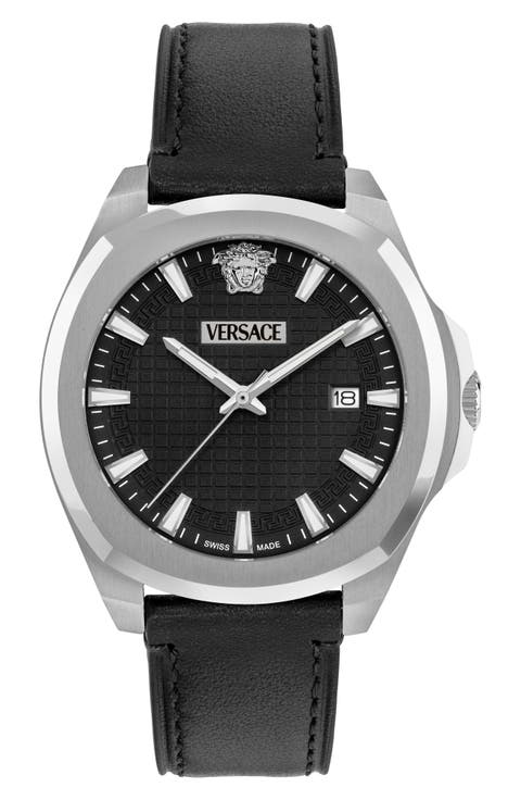 Luxury Leather Strap Watch, 42mm