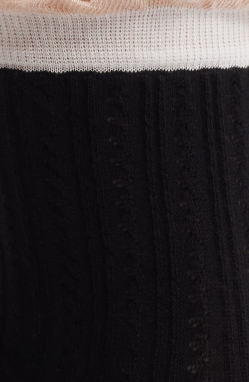 Oroblu Likeable Pointelle Crew Socks In Black