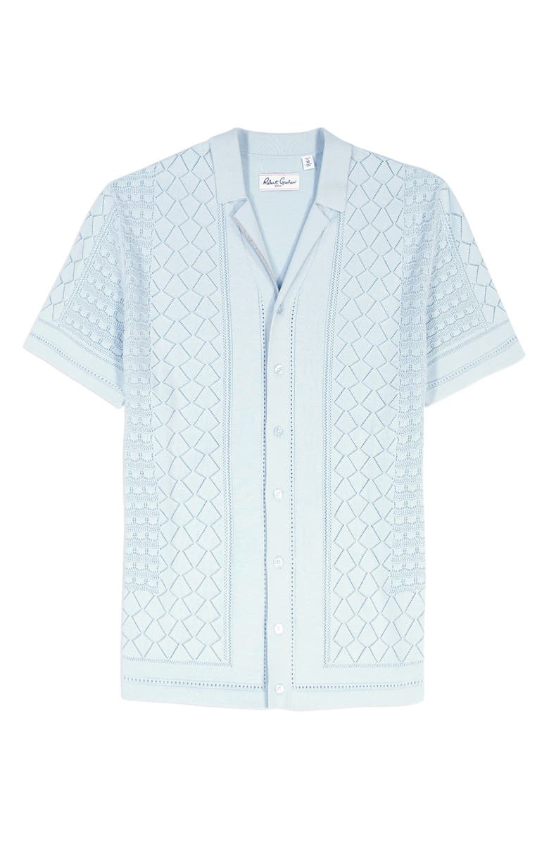 Robert Graham Delmar Pointelle Cotton Button-Up Sweater, Alternate, color, Light Blue