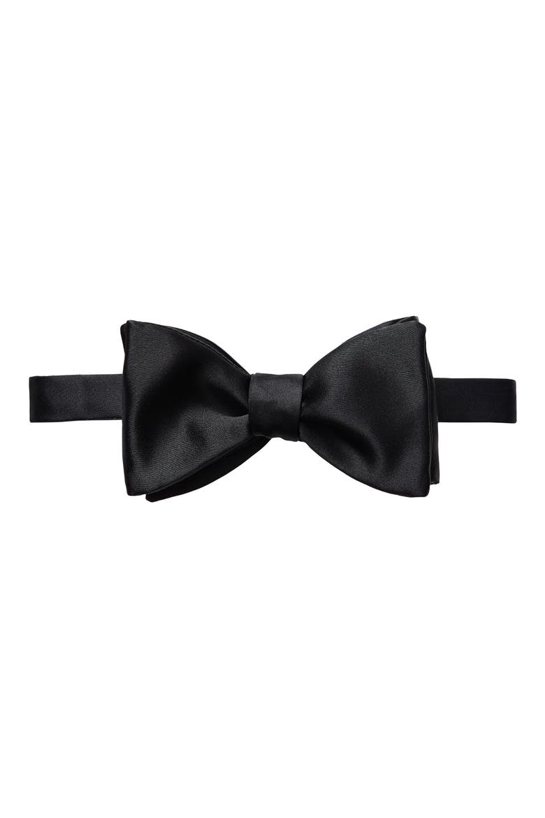 Solid Silk Bow Tie, Main, color, BLACK