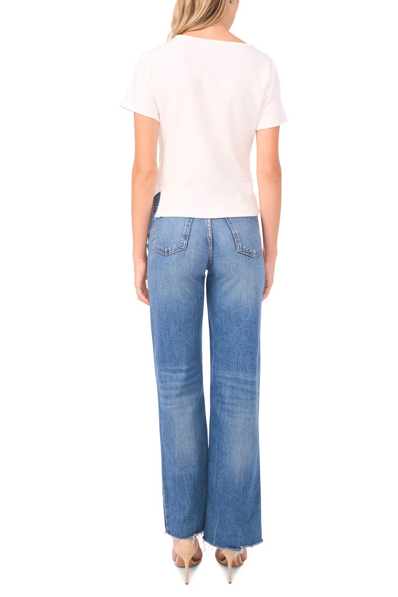Asymmetric Side Ruched Short Sleeve Top, Alternate, color, ULTRA WHITE