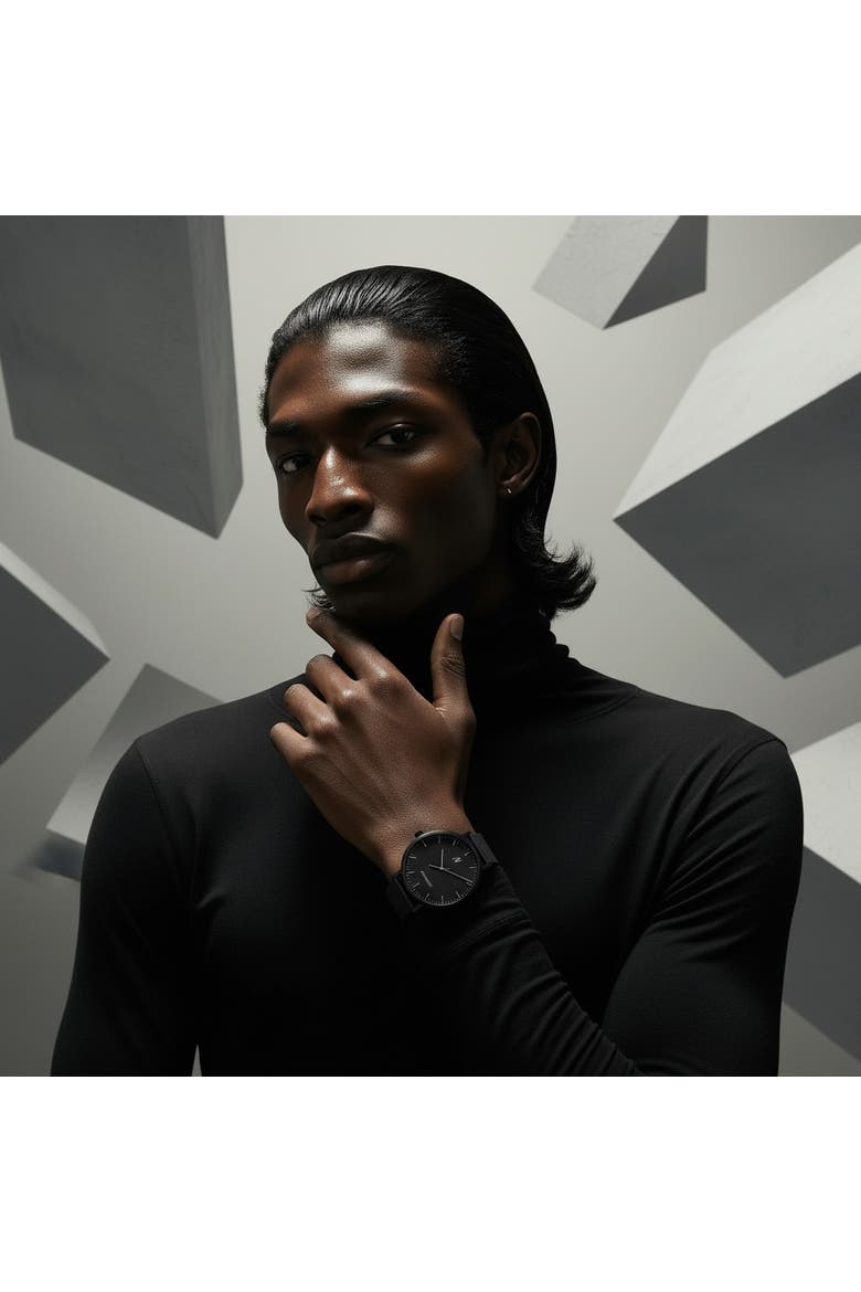 Advance Black Sands Mesh Bracelet Watch, 40MM, Alternate, color, Brilliant Black/Hushed Silver