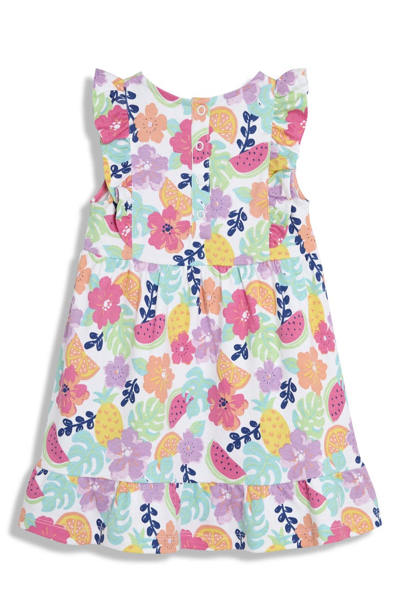 JOJO MAMAN BEBE Jungle Floral Frill Cotton Jersey Sundress, Alternate, color, Coral