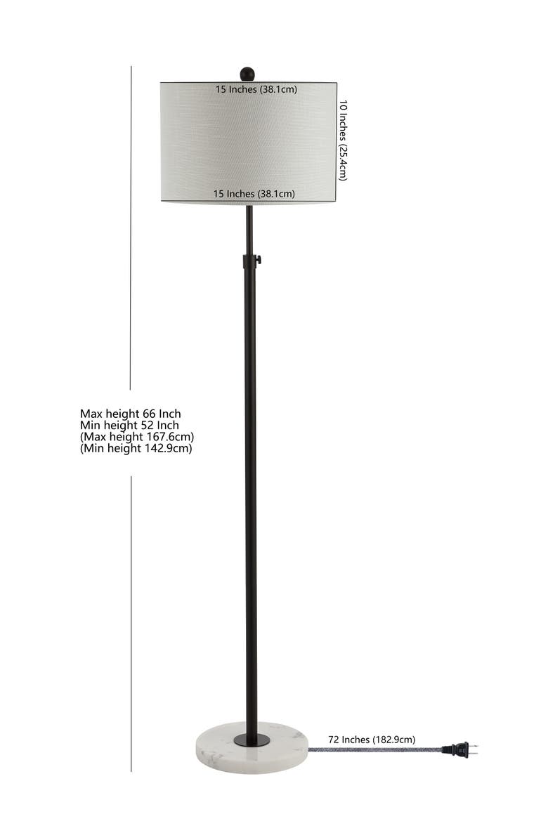 JONATHAN Y June 65" Adjustable Metal/Marble LED Floor Lamp, Alternate, color, Oil Rubbed Bronze