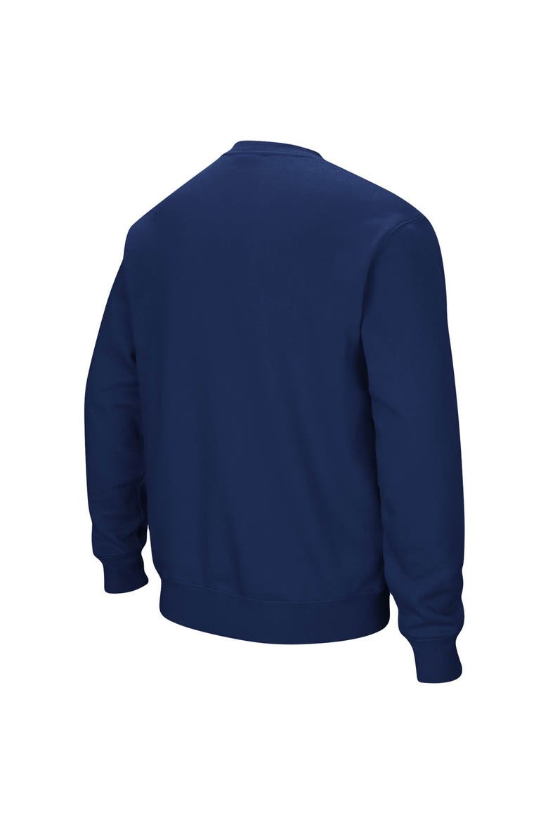 Men's Colosseum Navy Dayton Flyers Arch & Logo Tackle Twill Pullover Sweatshirt, Alternate, color, Navy