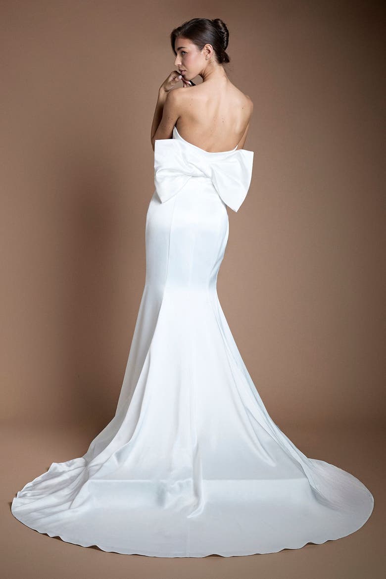 Bow Fishtail Dress, Alternate, color, Ivory