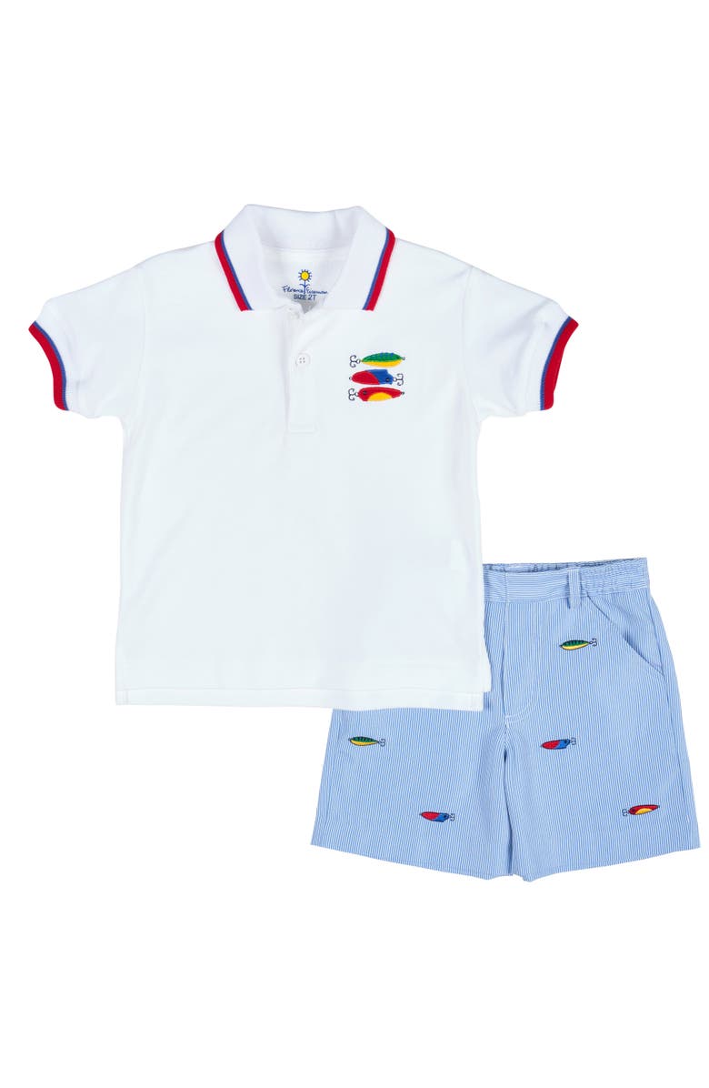 Florence Eiseman Jr. Cord Short with Embroidered Fishing Lures, Alternate, color, Light Blue