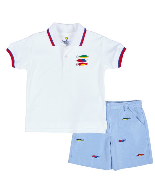 Florence Eiseman Jr. Cord Short With Embroidered Fishing Lures In Blue