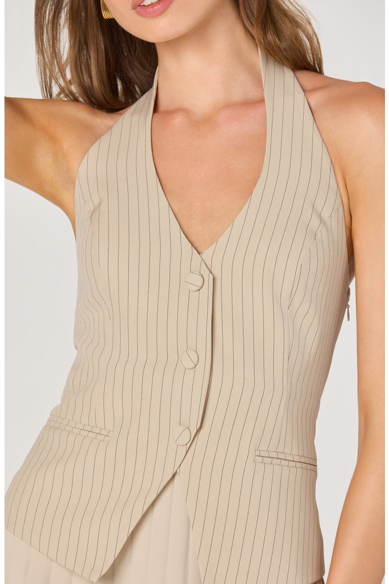 Mixed Media Halter Dress, Alternate, color, NATURAL STRIPE